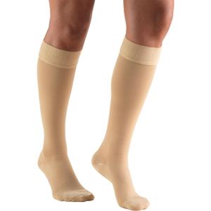 Truform 20-30 mmHg Compression Stockings for Men and Women, Knee High Length, Dot Top, Closed Toe, Beige, Small