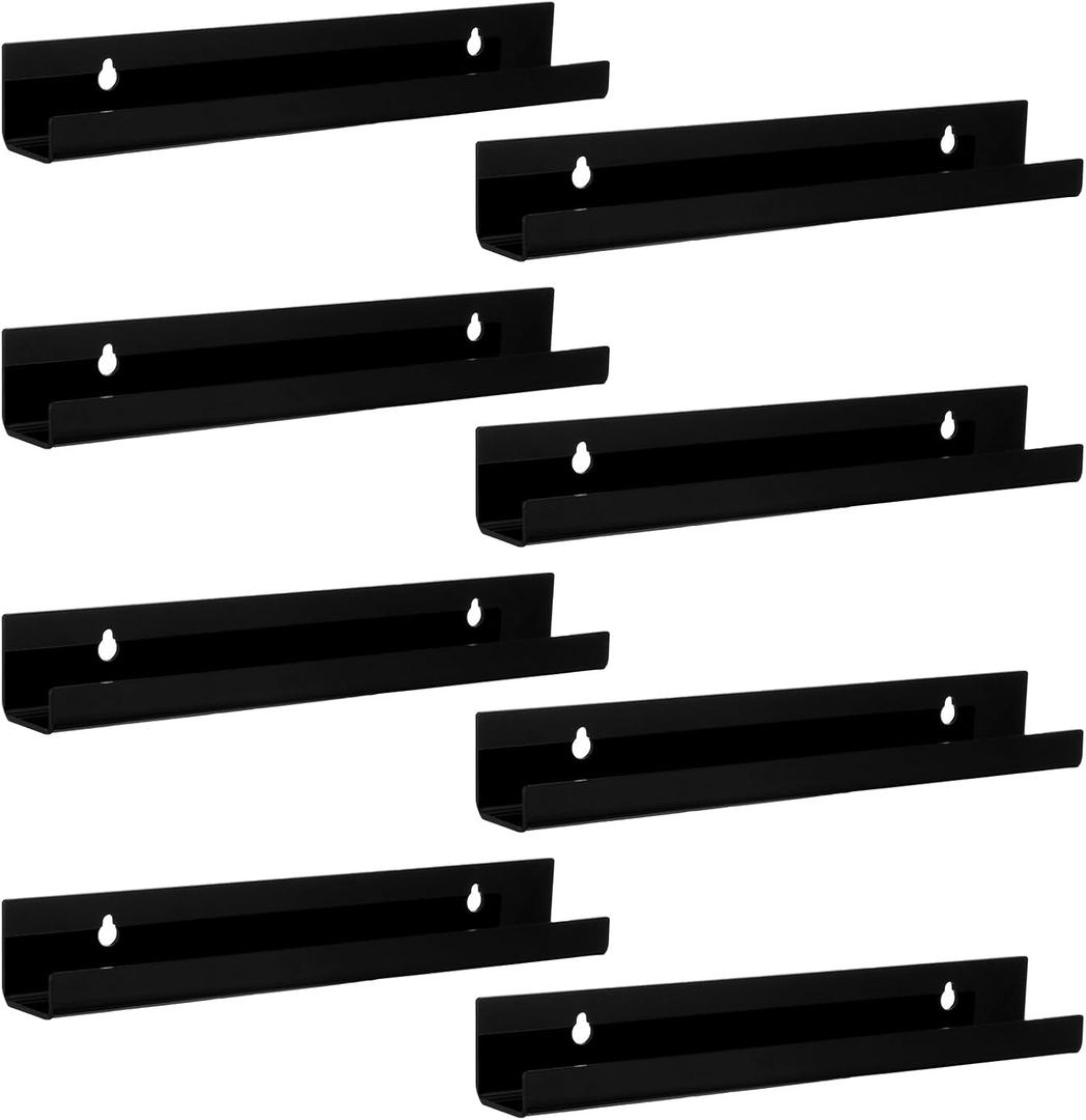 8 Pcs 12-inch Vinyl Record Wall Mount, Acrylic Black Album Record Holder Display, Kids Bookshelf, Collector's Item