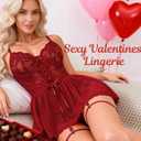 Girece Women's Lace Babydoll Lingerie Dress with Underwire Push up Bra Floral Lace Chemise Mini Skirt Lingerie Nightgown with Garter Belt (Wine Red, S)