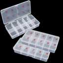 2 Pieces False Nail Tips Transparent Storage Box with 10 Number Spaces Storage Case Container Nail Box Plastic Grid Box for FingernailCrystal, Jewelry, Nail Accessories (Clear)