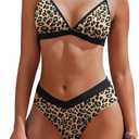 AI'MAGE Womens Sexy Triangle Bikini Set High Cut Bathing Suits Color Block Two Piece Swimsuit 2025 Black Leopard L
