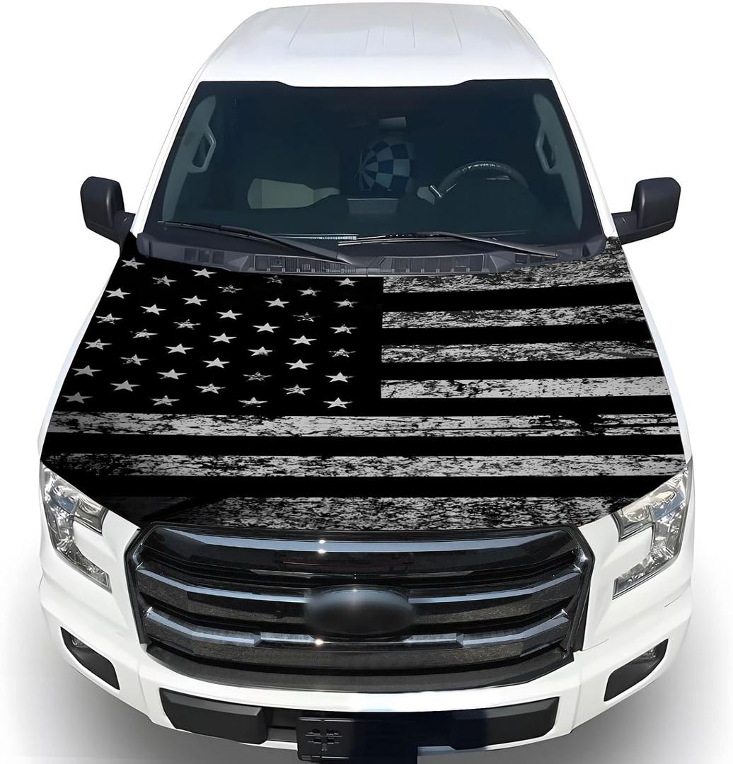 Car Hood Flag Cover - 59x51 in Car Hood Cover Eagle Flag with 2 Adjustable Fasteners, Patriotic American Flag Bonnet Banner Universal Fit for Trucks, SUV, Patriotic America Flag Cars Decor