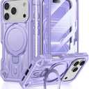 FNTCASE for iPhone 17 Pro-Max Case: Magnetic Ring Stand Holder Phone Cover | Compatible with Magsafe | Military Grade Shockproof Phone Shell with Kickstand | Heavy Duty Hard Cases Purple