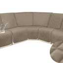 HDCAXKJ 100% Waterproof Velvet Recliner Sectional Couch Covers L Shaped Corner Reclining Sofa Cover Washable Thick Non Slip Sectional Slipcover with Pockets (5 Seat Recliner Couch, Camel)