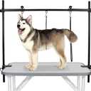 LEIBOU H-Shape Dog Grooming Arm Pet Supplies Grooming Table Arm with 3 Noose and Clamp Heavy Duty Aluminum Alloy Frame with 35.4 Adjustable Height and 36.2 ~ 50 Adjustable Width Dog Grooming Kit
