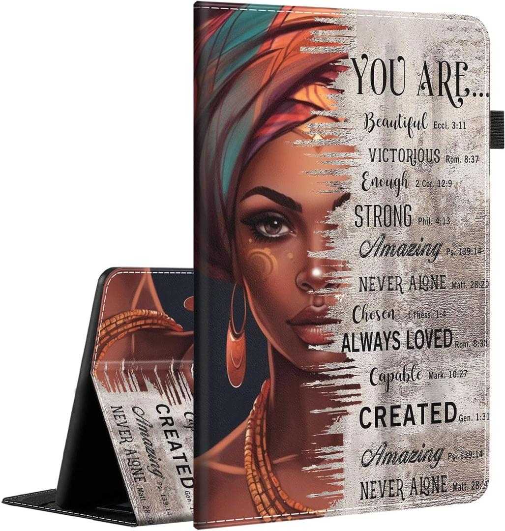 Case for Amazon Fire HD 10 Tablet (9th/7th/5th Generation,2019/2017/2015 Release), Multi-Angle Smart Stand Cover Auto Sleep/Wake for Fire 10.1 InchAfrican American Black Girl Quotes