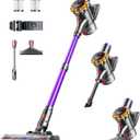 Cordless Vacuum Cleaner,Upgraded 550W 45KPA 60Mins Vacuum Cleaners for Home,Self-Standing Stick Vacuum with LED Display,8 in 1 Lightweight Anti-tangle Wireless Vacuum for Pet Hair Carpet Hard Floors (Purple)