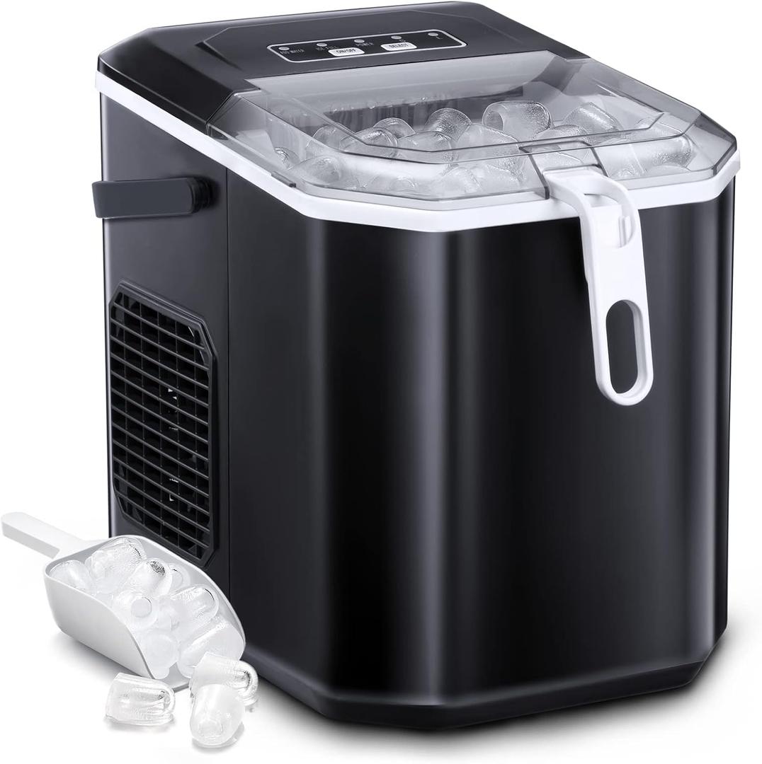 Antarctic Star Countertop Ice Maker,26lbs/24Hrs,9 Bullet Ice Cubes Every 6 Minutes, Self-Cleaning Countertop Ice Makers with Basket and Scoop,Perfect for Home, Kitchen, RV, Camping (Black)