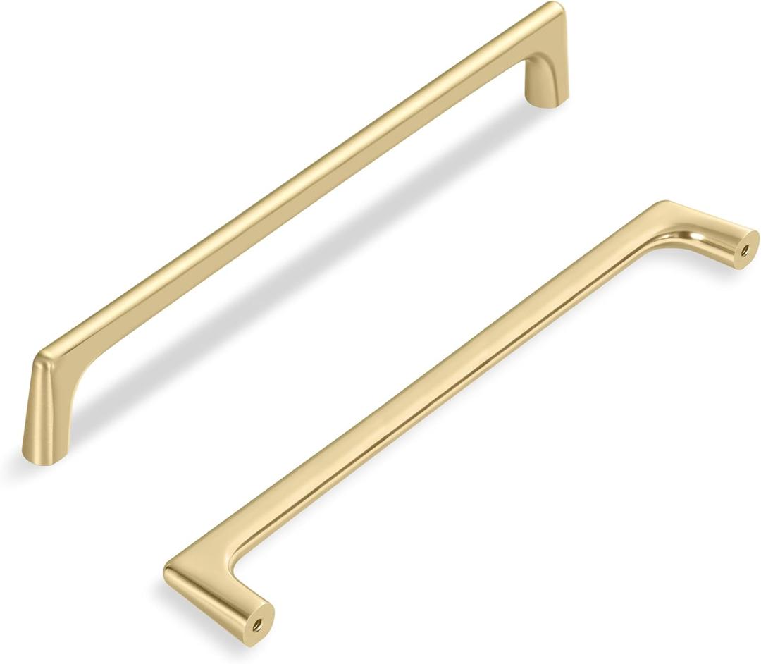 Lardmon 3 Pack Brushed Gold Modern Cabinet Pulls 7.5 Inch(192mm) Hole Center Timeless Drawer Pulls Vanity Pulls Classic Solid Kitchen Cabinet Handles Hardware, 7.9 Inch(202mm) Total Length