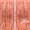 2 x Thicken Rose Gold Foil Fringe Curtains Decorations 3.2x8.2ft - 2 Pack, Photo Backdrop for Birthday Bachelorette Bridal Shower Baby Shower Graduation Party, Party Streams Decor
