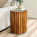 Teak Side Table, Wooden Branch Bundle Accent Table, Natural Wood End Table, 13.8" x 13.8" x 17.7"
