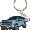 For Bronco Car Keychain, Car Fob Cover Cool Mods Accessories, 4-Door Auto Key Fob Holder Compatible for Bronco 2021 2022 2023 (Blue)