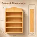 Farmhouse Spice Rack Wall Mounted, 4 Tier Wooden Spice Organizer Shelf for 24 House-Shaped Jars, Natural Wood Decorative Kitchen Shelf
