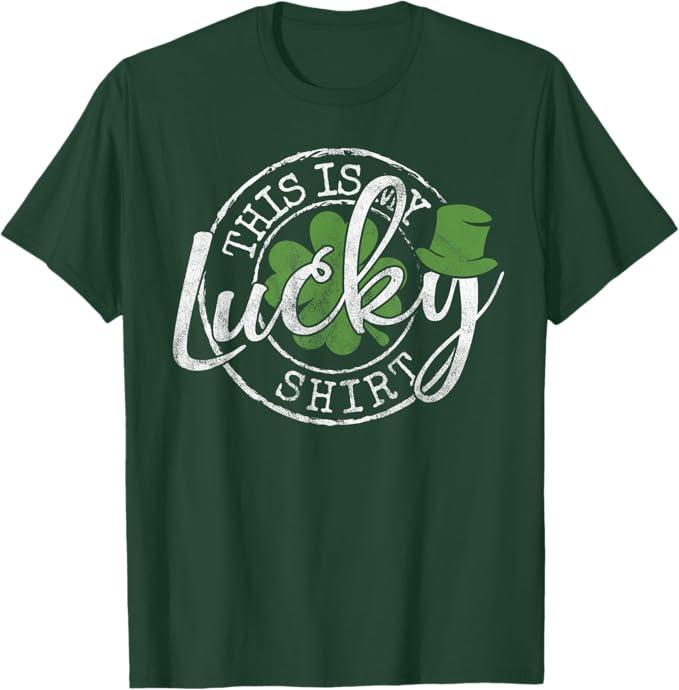 This Is My Lucky Shirt Saint Paddy's Day St Patrick's Day T-Shirt( L, Green)