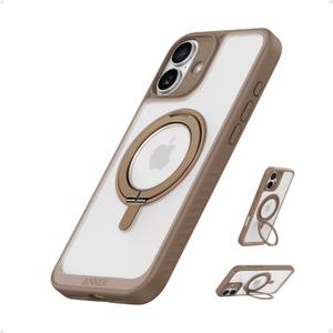 Anker Ultra Magnetic for iPhone Case with Sturdy 360 Ring Stand, Military-Grade Shockproof Kickstand Compatible with MagSafe (for iPhone 16, Caramel)