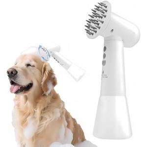 Electric Rotating Massage Dog Shampoo Dispenser with Foam Brush | Rechargeable Pet Bath Tool for Short/Long Hair Grooming & Bathing