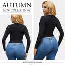 FMNNNN 5 Pack Womens Activewear T Shirts Long Sleeve Crop Tops Crew Neck Ribbed Cotton Workout Fall Winter Apparel Soft Ladies Tees Moisture Wicking Fitted Casual Stretchy Basic Running Clothing (XXL)