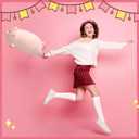 4 Pcs Halloween Women Costume Accessories with Hot Pink Headband Pig Star Earrings White Socks for Cosplay