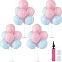 4 Sets Balloon Stand Kit, Balloon Sticks Holder with Blue and Pink Balloons for Table Centerpiece Gender Reveal Birthday Boys Girls Party Decorations(Blue and Pink)