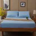 SONORO KATE Bed Sheet Set Super Soft Microfiber 1800 Thread Count Luxury Egyptian Sheets Fit 18-24 Inch Deep Pocket Mattress Wrinkle-4 Piece (Lake Blue, King)