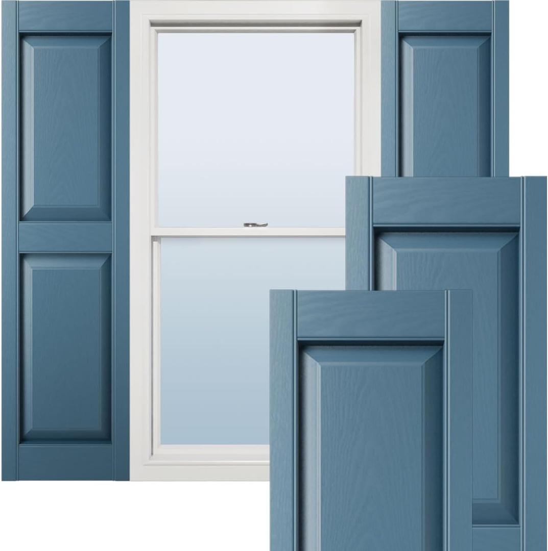 Ekena Millwork Lifetime Vinyl LP2S14X06300CB Standard Two Equal Panel Vinyls, Raised Panel Vinyl Shutters, w/Installation Shutter-Lok's & Matching Screws (Per Pair), 14.75"W x 63"H, Classic Blue