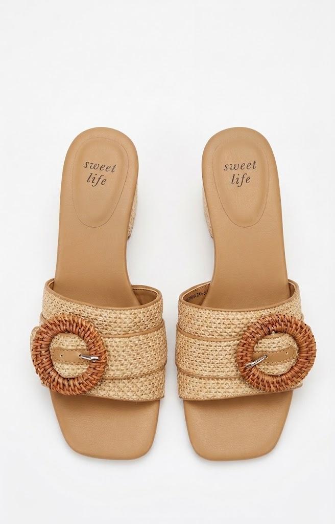 Sweet Life, Women's Slide Sandal, Natural , Size 8 1/2
