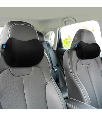 2 Pack Car Neck Pillow, 100% Memory Foam Car Headrest Pillow for Neck Support, Breathable Removable Cover & Adjustable Strap, Ergonomic Design for Driving Comfort, Neck Pain Relief, Travel