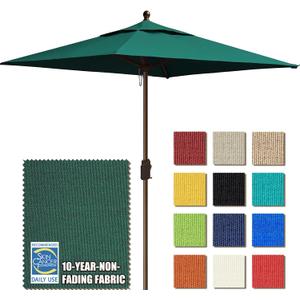 EliteShade USA 10-Year-Non-Fading 6x6Ft Square Market Patio Umbrella, UPF 50+ UV Protection Performance Sun Umbrella, Heavy Duty Commercial Grade Outdoor Table Umbrella with Crank, Windproof Vented Top for Garden, Pool, Deck and Outdoor Playsets, Forest Green