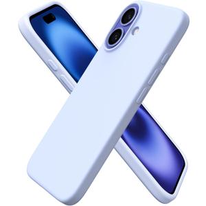 ORNARTO Compatible with iPhone 16 Case 6.1", Slim Liquid Silicone 3 Layers Full Covered Soft Gel Rubber Shockproof Phone Case, Protective Cover with Anti-Scratch Microfiber Lining-Baby Blue