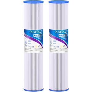 PUREPLUS 20" x 4.5" Whole House Pleated Sediment Filter for Well Water, Replacement Cartridge for ECP5-BB, AP810-2, HDC3001, SPC-45-1005, CP5-BB, ECP1-20BB, 2Pack