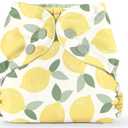 Esembly Cloth Diaper Cover - Reusable Swim Diaper, Waterproof, Breathable - Adjustable Outer Layer Over Absorbent Inner for Blowout Protection - Lemons, Size 2 (18-35lbs)