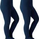 Girls Tights Seamless Toddler Stockings Tights Soft Cotton Cable Knit School Girls Leggings 4-12 Years (8-10 Years, 2 Pack Navy)