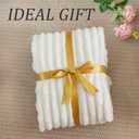 BEDELITE Fleece Throw Blanket for Couch - 300GSM Soft & Warm Fluffy Cream White Blanket, Decorative and Giftable Striped Blankets for Women, Men, 50"x60"