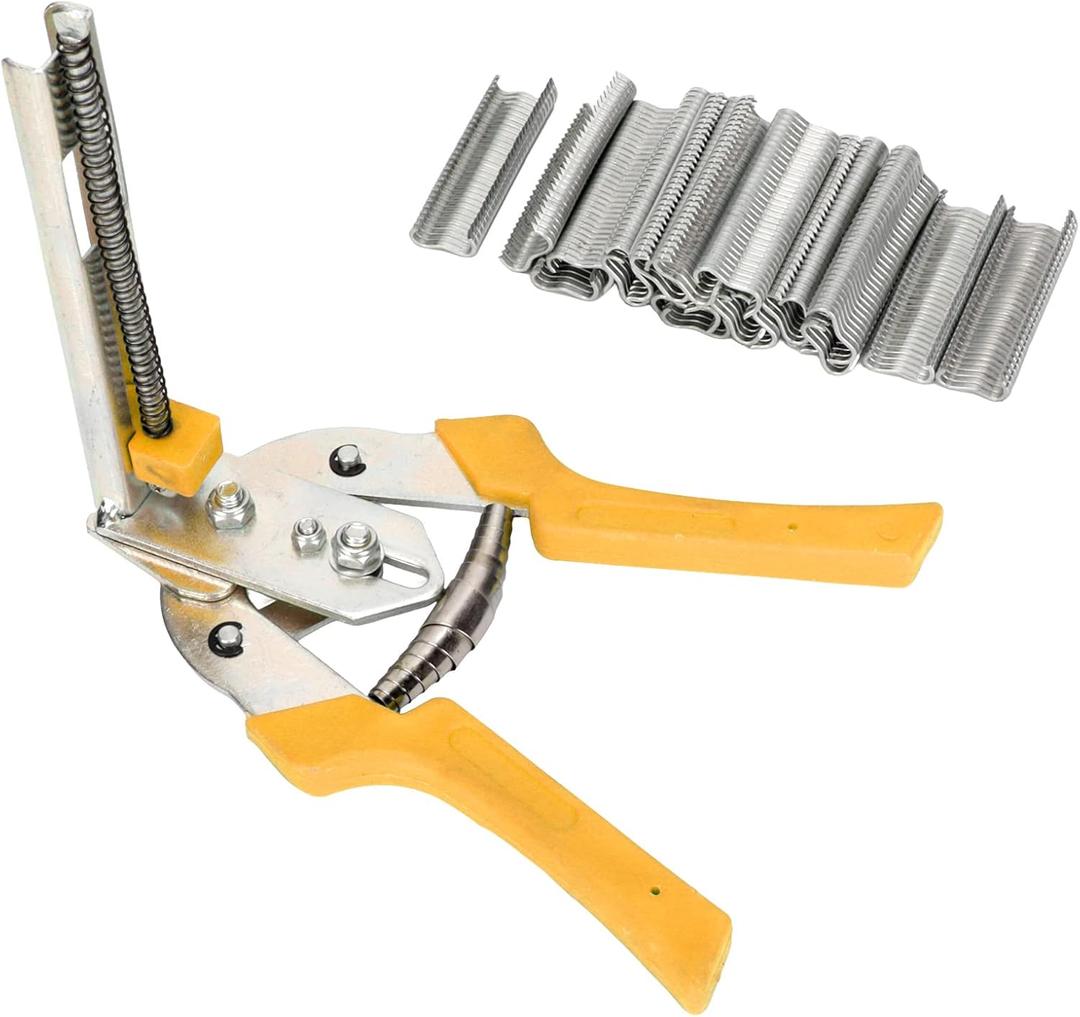 EVTSCAN Animal Wire Cage Clamp - M Shape Stainless Steel Multifunctional Rabbit Cage Plier for Animal Cages(Yellow)