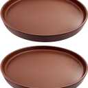 2 Pack Ceramic Plant Saucer Pot Tray 6 Inch, Planter Saucers 4 5 6 7 8 9 10 11 12 13 Inch for Indoors Outdoor, Durable Sturdy Flower Drainage drip Water Tray for Glazed Pots Base (6.4 Inch-Brown)