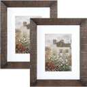 8x10 Wood Picture Frame Rustic Photo Frame Real Glass for Wall and Tabletop Brown - 2 Pack