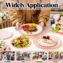YOUBET 125PCS Pink Plastic Plates - Pink Disposable Plates With Gold Rim - Pinks and Gold Plates Include 25 Dinner Plates, 25 Dessert Plate, 75 Cutlery for Party Wedding Birthday Mothers Day