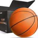 Silent Basketball Size 7 (29.5")  Grooved Airless Indoor Basketball for Quiet Dribbling and Indoor Training, Pro PU Foam Ball  Real Feel Higher Bounce Quieter (Orange)