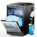 Crescent Ice Maker Countertop, 35Lbs/24H, Clear Ice Maker with Self-Cleaning & Timer, 16 Crystal-Clear Ice in 12 Mins, Countertop Ice Makers for Home, Office or Party