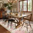 Lahome Floral Washable Rugs 5x7,Rugs for Living Room Pink Area Rug,Vintage Rugs for Bedroom Girls Non Slip Low Pile Ultra-Thin Large Carpet for Farmhouse,Dining Room,Kids Playroom Nina (5'X7',Beige)
