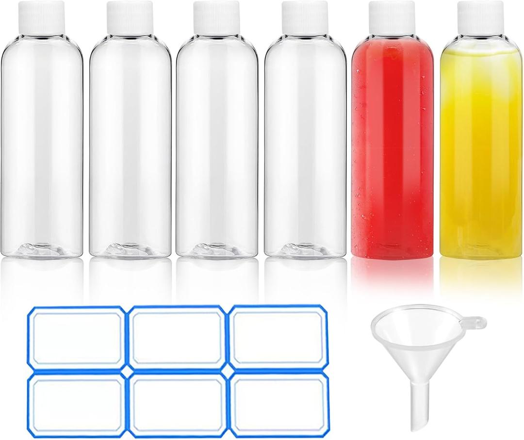 6 Pack 2 Oz (60ml) Clear Plastic Shot Bottles with caps - Small Bottles for Health, Immunity, Wellness, Samples - Perfect for Ginger Juice & Personal Care on the Go