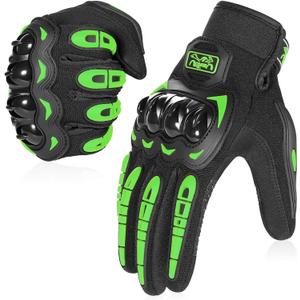 COFIT Motorcycle Gloves Breathable, Touchscreen Motorbike Gloves Anti-Slip with Good Grip Hard Knuckles Protection for Men Women Motocross, BMX ATV MTB Cycling, Road Racing - Green M