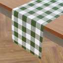 2 x Solino Home Linen Table Runner 48 Inches - 100% Pure Linen Buffalo Check Olive and White Table Runner 14 x 48 Inch Ideal for Dresser and Coffee Tables, Summer