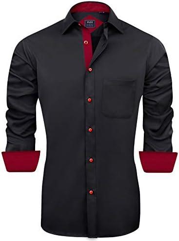 J.VER Men's Casual Long Sleeve Stretch Dress Shirt Wrinkle-Free Regular Fit Button Down Shirts, Large
