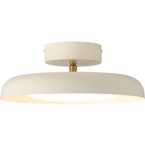 BISAMIYA Modern LED Ceiling Light, Brass Accent 12.6 Inch Semi Flush Mount Ceiling Light, Adjustable Angle Light Fixture, 3000K/Warm White/18W, for Hallway, Entryway, Kitchen (Cream)
