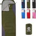 Elevon Sleeping-Bags Elevon Sleeping Bag for Adults Teens Kids Cold Warm Weather, Portable Waterproof & Lightweight with Compression Sack, 86.6'' X 31.5'' Green
