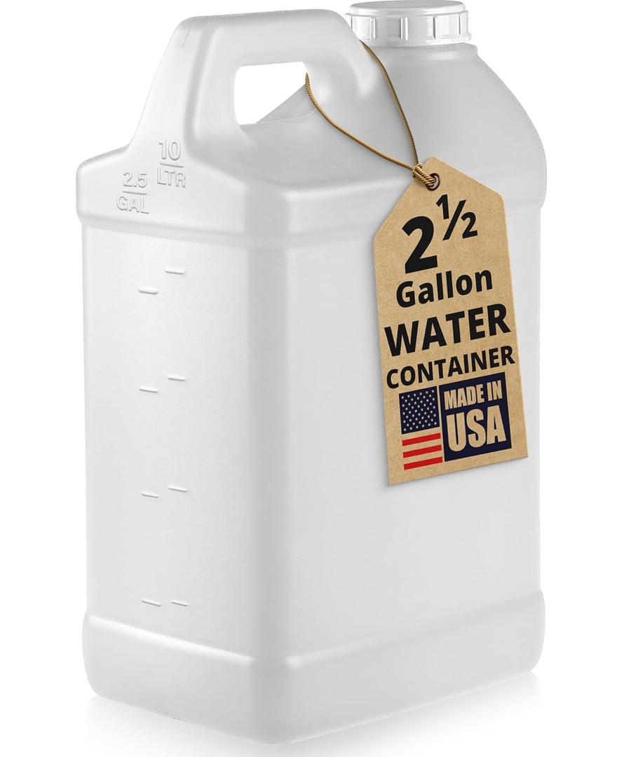 kitchentoolz 2.5 Gallon Water Jug  Water Container Heavy-Duty HDPE Carboy for Automotive Used Oil & Liquid Storage  10 Quart Mixing Container with Secure Lid  Made in USA