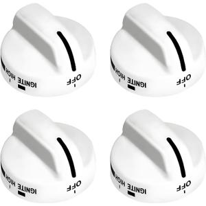 8273104 Range Burner Knob White Replacement Part Compatible with Whirlpool Gas Stove Replaces 8273104 WP8273104 PS393679 AP6012364 8273112 4 Pack