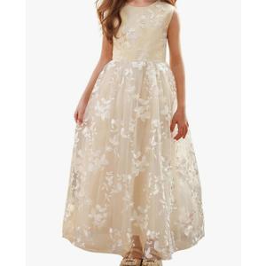 A line Wedding Pageant Lace Flower Girl Dress with Belt 9-10y