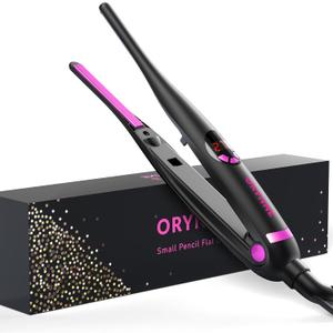Small Flat Irons for Short Hair, 5s Ultra Fast Heat Up Pencil Flat Iron, Negative Ions Mini Flat Iron for Edges, 3/10'' Travel Mini Hair Straightener with Digital Temp Control, Easy to Use (Hot Pink)